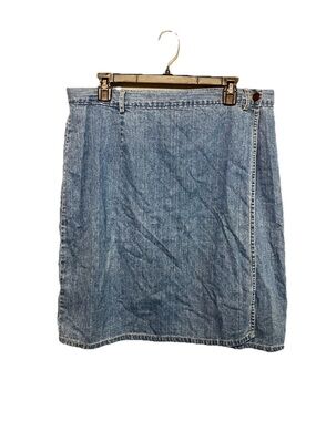 Woolrich Light Blue Denim Wash Wrap-Style Mini Skirt Casual‎ Vintage Sz 18